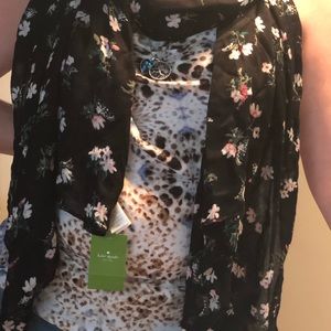 kate spade Accessories - Kate Spade flora oblong scarf black/pink floral kate spade Accessories - Kate Spade flora oblong scarf black/pink floral